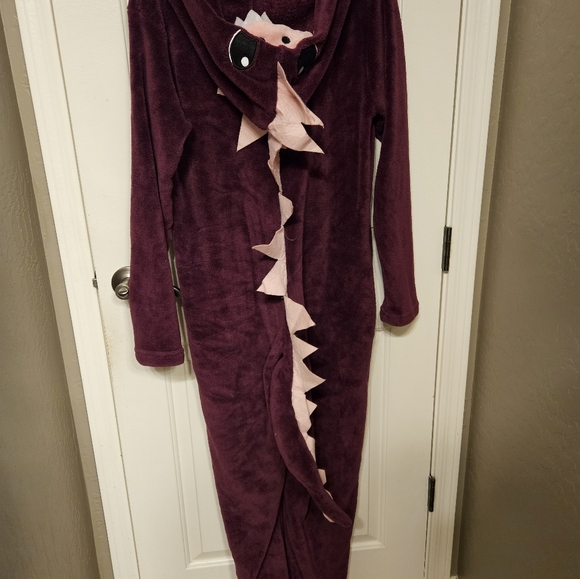 Purple Dinosaur Pajamas Fuzzy Footless One Piece Large - Picture 4 of 6